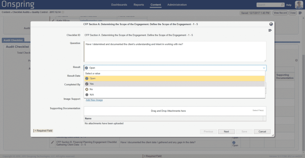 Audit Groupings for Effective Compliance with Onspring Internal Audit Software Audit Groupings for Effective Compliance with Onspring Internal Audit Software