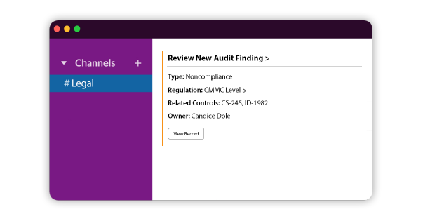 Review New Audit Finding in Slack from Onspring