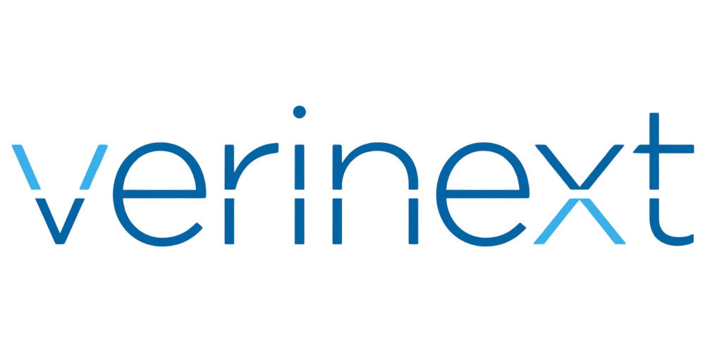 The word verinext is written in a modern, lowercase blue font with thin lines and rounded edges on a transparent background.