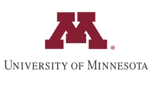 The maroon M logo of the University of Minnesota is centered above the words University of Minnesota in black capital letters, representing a unified identity much like data consolidation brings information together.