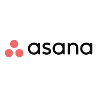 Asana logo featuring three coral pink dots forming a triangle to the left of the word asana in lowercase black letters, representing seamless integrations, on a transparent background.