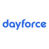The image shows the dayforce logo in lowercase blue letters on a transparent background, highlighting its focus on seamless integrations.