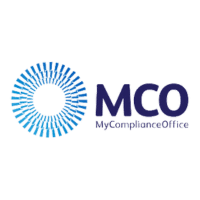 Logo of MCO (Moorfields Eye Charity) featuring a circular, blue, radiating pattern on the left and the letters MCO in bold blue text with Moorfields Eye Charity written underneath, symbolizing integrations within eye health support.