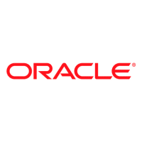 Oracle logo with the word ORACLE in bold, red, stylized capital letters on a black background, representing powerful integrations.
