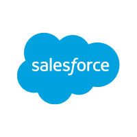 Salesforce logo featuring the word salesforce in white lowercase letters inside a blue cloud shape, symbolizing seamless integrations and connectivity.