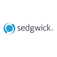 Sedgwick logo with a blue stylized globe and arc graphic to the left of the company name in gray lowercase letters, reflecting their focus on seamless integrations.